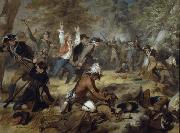 unknow artist Oil on canvas painting depicting the Wyoming Massacre, July 3, 1778. France oil painting artist